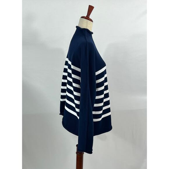 FRANK & EILEEN Sz M Medium Monterey Pullover Sweater Navy Stripe - Picture 8 of 10